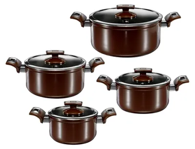 Produktbild von Nobilis Premium, 8-teiliges Kochset mit champagnerfarbener ILAG Ultimate Premium-Antihaftbeschichtung, Edition Eckart Witzigmann, Terra-Braun