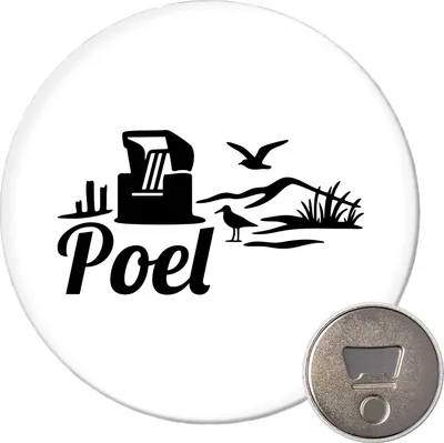 Produktbild von Huuraa Magnet Poel Strandmotiv 59mm Kühlschrankmagnet rund Flaschenöffner Geschenkidee
