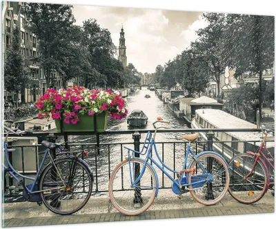 Produktbild von Bilder auf glas - Einteilig - Amsterdam Fahrräder Brücke - 100x70cm - Glasbilder - Wandbilder - Bilder - Wanddekoration aus Glas - Glas Bilder - Wandbild auf Glas - GAA100x70-4503