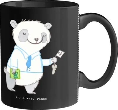 Produktbild von Mr. & Mrs. Panda Kaffeebecher Hotelkaufmann Herz - Schwarz - Geschenk, Hotelier, Teetasse, Hotelfachmann, Ausbildung, Keramiktasse, Tasse, Pott, Becher