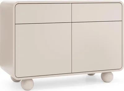 Produktbild von Sideboard Kaschmir mit zwei Schränken und zwei Schubladen – Modernes Design, kugelförmige Beine, 108 x 75 x 39 cm