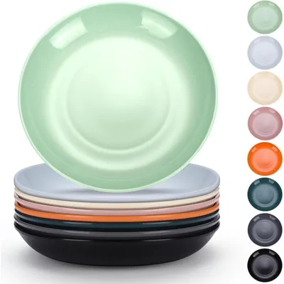 Produktbild von Kunststoff Teller Set 8er Essteller 24cm unzerbrechlich mikrowellengeeignet spülmaschinenfest bunt