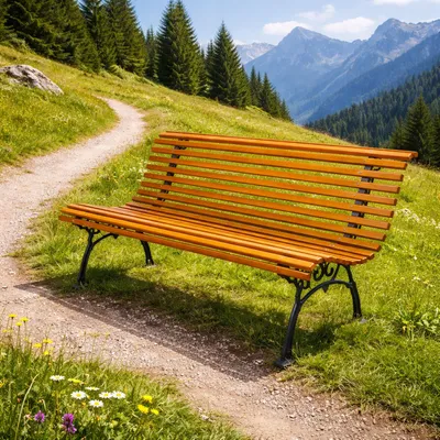 Produktbild von XXL Gartenbank Parkbank Massivholz Metall pulverbeschichtet Natur