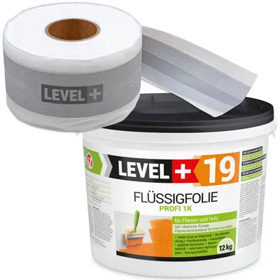 Immagine prodotto di Kit di impermeabilizzazione: membrana liquida da 12 kg, nastro da 10 metri, per balconi e bagni. Modello: LEVEL+ SET527