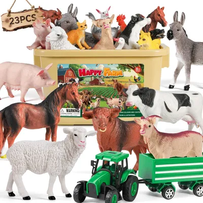Produktbild von Bauernhoftiere Spielzeugset - 23 Tierfiguren und Zubehör
