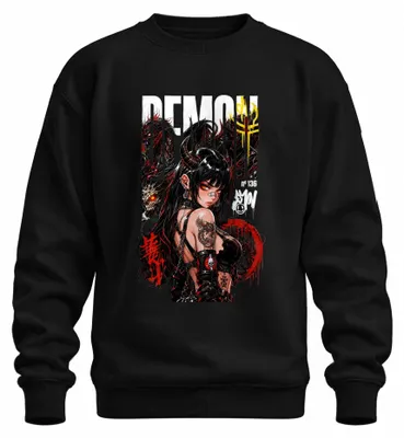Produktbild von Demon Girl Anime Manga Gothic Punk Egirl Japan Y2K Teufel Sweatshirt Pullover, Schwarz, S