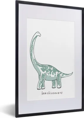 Produktbild von MuchoWow® Gerahmtes Poster Kinderzimmer- Brachiosaurus - Dinosaurier - Jungen - Mädchen - Kind 40x60 cm - Poster mit Schwarzem Bilderrahmen Wandposter Rahmen Foto Bilder - Poster in Rahmen