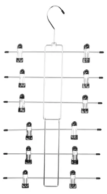 Klappbarer Hosenbügel, 6 Lagen, 12 Clips, Metall, 55x32,5 cm