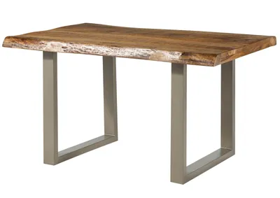 Image de MASSIVMOEBEL24 | Table à manger 140x90 en bois de manguier laqué naturel pieds en U gris FREEFORM 5