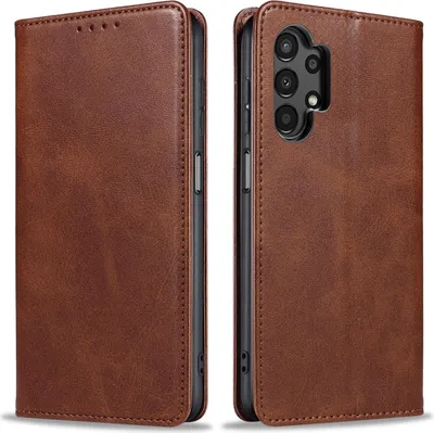 Produktbild von Handyhülle für Samsung Galaxy A13 Kunstleder Flip Cover Hülle Handytasche Case Kartenfach Farbe: Dunkelbraun