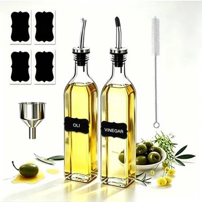 Produktbild von 0Lilien, 2 Stück mit 500 ml Essig und Ölspender, Ölflasche mit Ausgießen, Olivenölflasche für Küche und Grill