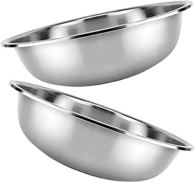 Immagine prodotto di Ciotola grande per la cucina - Ciotola in acciaio inossidabile - Ideale per verdure, frutta e insalate - Fondo piatto - Diametro 28 cm - Argento