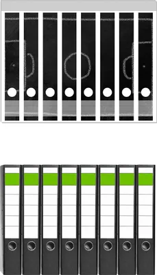 Produktbild von Wallario 8 Stück schmale Ordner inkl. Klebeetiketten mit Motive Fußballfeld aus Kreide -  Set mit Rückenschildern / Ordnerrücken Stickern
