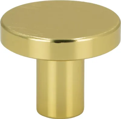 Image de Poignée de meuble ronde en or brossé, 2,5 cm - Bouton élégant en aluminium pour armoires et commodes, vis de montage incluse, design moderne pour un intérieur stylé