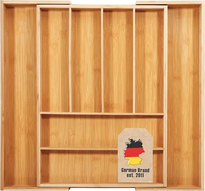 Immagine prodotto di Organizzatore per cassetti di posate Intirilife in bambù con 8 scomparti estraibili