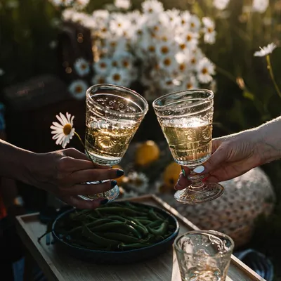 Weingläser 200 ml, 6er-Set, Tulpenform, Glas, geometrisches Muster