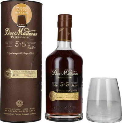 Produktbild von Dos Maderas PX 5+5 Years Old Triple Aged Spirit Drink 40% Vol. 0,7l in Geschenkbox mit Glas