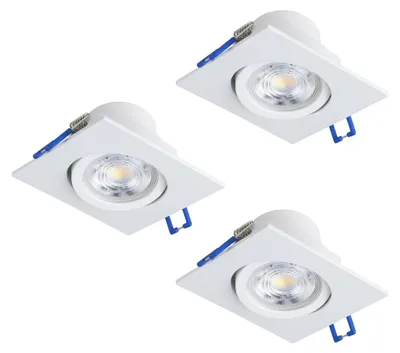 Immagine prodotto di EGLO Set di 3 faretti da incasso Saliceto, con dimmer, plafoniere quadrate in alluminio bianco, luce bianco caldo, 8,8 x 8,8 cm
