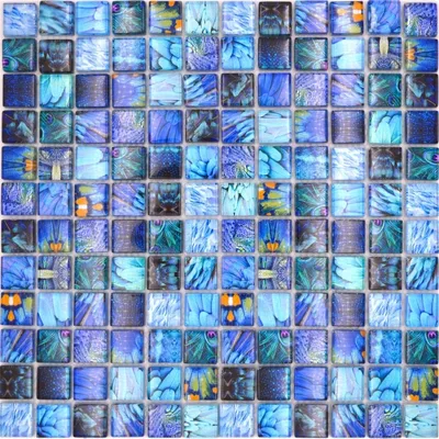 Produktbild von Glasmosaik Mosaikfliese blau glänzend Bird Wand Küche Bad Dusche MOS68-WL74_f