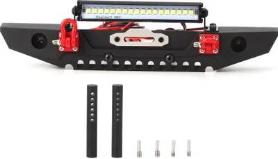 Zdjęcie produktu dla Przedni zderzak antykolizyjny z reflektorami, części samochodowe RC, pasujące do TRX4 Axial SCX10 90046 1/10 Crawler
