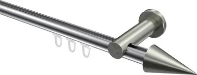 Produktbild von Interdeco Innenlaufstange / Gardinenstange mit Innenlauf Chrom / Edelstahl-Optik, Typ Platon Savio (Kegel), 20 mm Ø 1-läufig, 420 cm