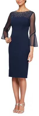 Produktbild von Alex Evenings Damen Kurzes Etuikleid mit verzierten Illusionsdetails Kleid fr be