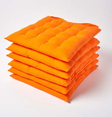 Obrázek produktu pro HOMESCAPES sada 6 polštářů na židle 40x40 cm oranžová - venkovní/venkovní polštář na sezení s bavlněným potahem, pratelný polštář na sezení