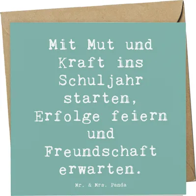 Produktbild von Mr. & Mrs. Panda Klappkarte Spruch Mutiger Schulanfang - Meeresbrise - Geschenk, Mut, Vertrauem, Trost, anlasskarte, Freundschaft, besondere Momente, Geschenke, Grußkarte