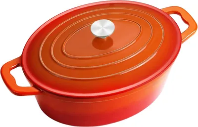 Produktbild von Gusseiserner Schmortopf mit Deckel, oval, 7,6 L, Emaille, für alle Herdarten