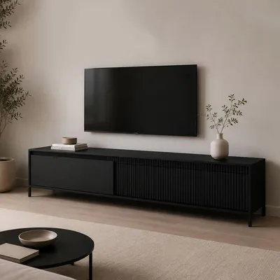 Image de Kami - Meuble TV, 187x40x53h cm Noir, une Étagère