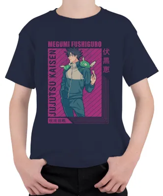 Immagine prodotto di Megumi Fushiguro Jujutsu Kaisen Shikigami Anime Regalo Retro Maglietta Unisex per bambini, Navy, 140
