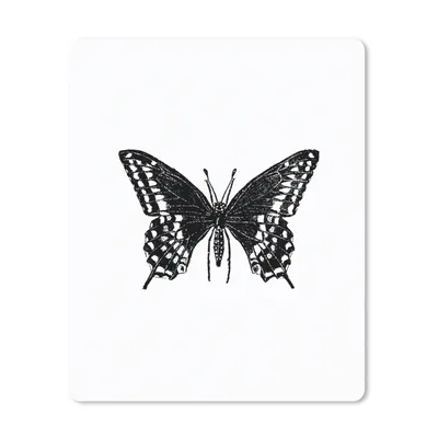 Produktbild von MuchoWow® Mauspad Mousepad Schmetterling - Tiere - Retro - Schwarz und weiß 30x40 cm - Mousepads - Maus Mat - Pad - Mausunterlage - Mausmatten