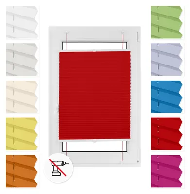 Obrázok produktu pre Estika Plisé roleta bez vŕtania - 80 x 230 cm - Červená - Jednoduchá montáž pomocou úchytov