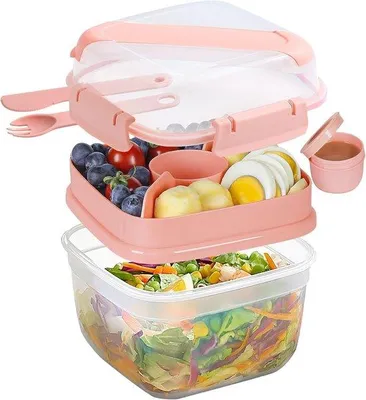 Produktbild von Leichtgewichtes To-Go-Box für Erwachsene, 1,3 l Bento Box, leckgeschützt, mit Fächern, für Schule, Picknick, Büro, Reisen