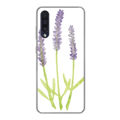 Produktbild von MuchoWow® Handyhülle Schutzhülle Hülle für Samsung Galaxy A30s Lavendel - Aquarell - Pflanzen Silikon Softcase Handy Hülle - Karteninhaber