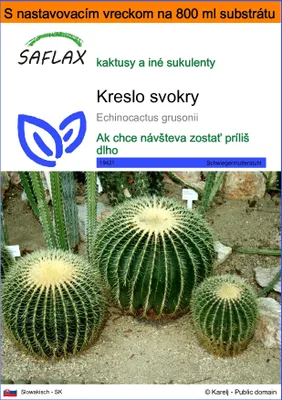 Obrázok produktu pre SAFLAX Garden in the bag - kreslo svokry - Echinocactus grusonii - 40 Semená - S pestovateľským substrátom v praktickom samostaviteľnom vrecku