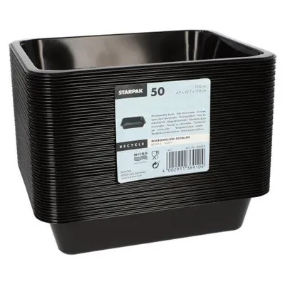 Produktbild von Mikrowellenschalen, PP ungeteilt 1330 ml 4,9 cm x 22,7 cm x 17,8 cm schwarz