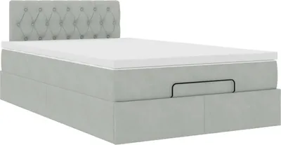 Image de Lit ottoman avec matelas gris clair 120x190 cm velours