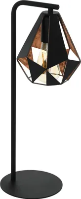 Produktbild von EGLO Tischlampe Carlton 4, Vintage Tischleuchte, Nachttischleuchte aus Stahl, Farbe: Schwarz, kupferfarben-antik, Fassung: E27, inkl. Schalter