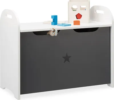 Produktbild von relaxdays box na hračky biely/sivý 57,0 x 30,0 x 47,0 cm