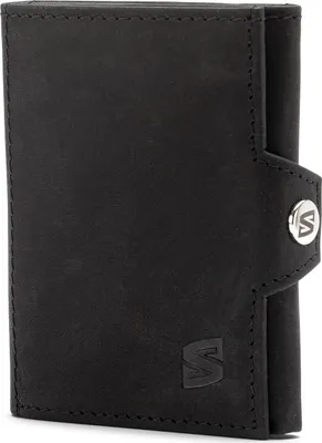 Produktbild von SERASAR | Geldbörse aus Rindsleder [Genius] mit Schwarz Leather | Farbe: Schwarz | Länge: 9cm