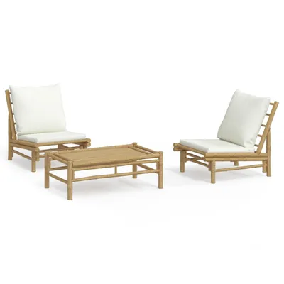 Obrázek produktu pro vidaXL 3dílná zahradní lounge souprava s polštáři Cream Bamboo