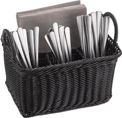Produktbild von Besteckkorb mit 4 Fächern, bruchsichere Besteckbox, 18 x 26 cm, schwarz