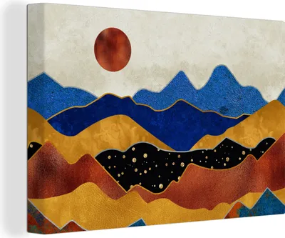 Obrázek produktu pro OneMillionCanvasses® Malba na plátně Nástěnná malba na plátně - Mramor - zlatá - modrá - 150x100cm