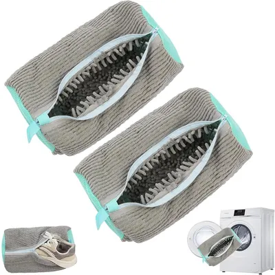 Imagen del producto de Juego de 2 bolsas para lavar zapatos con cremallera y limpieza de 360°