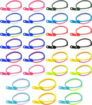 Image de 30 couleurs différentes de bracelets à fermeture éclair, bracelets de fête, bracelets à fermeture éclair, bracelets d'amitié pour enfants avec fermeture éclair, gadgets de fête, bracelets d'anniversaire