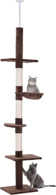 Produktbild von Kratzbaum Deckenhoch höhenverstellbar, stabiler Katzenbaum mit Sisalsäulen, Katzen Kletterbaum, Braun, 40 x 34 x 230-260 cm
