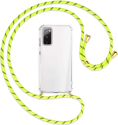 Produktbild von Handykette Backcover-Schutzhülle mit Band (Metall goldfarben) für Samsung Galaxy S20 FE / Lite - neongelb