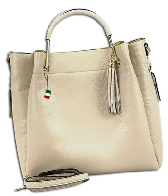 Produktbild von Florence Leder Tasche Damen Umhängetasche Handtasche beige 13x30x21cm OTF157I