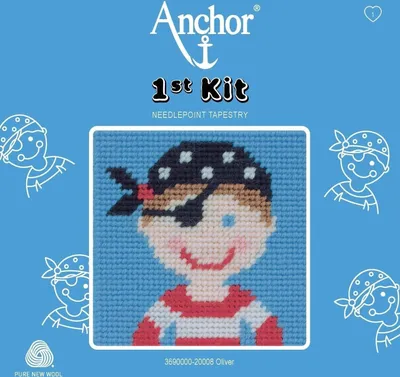 Produktbild von Anchor Stickset Komplettset mit Nadel, Fäden, Stickstoff und Kartonrahmen, 10x10cm